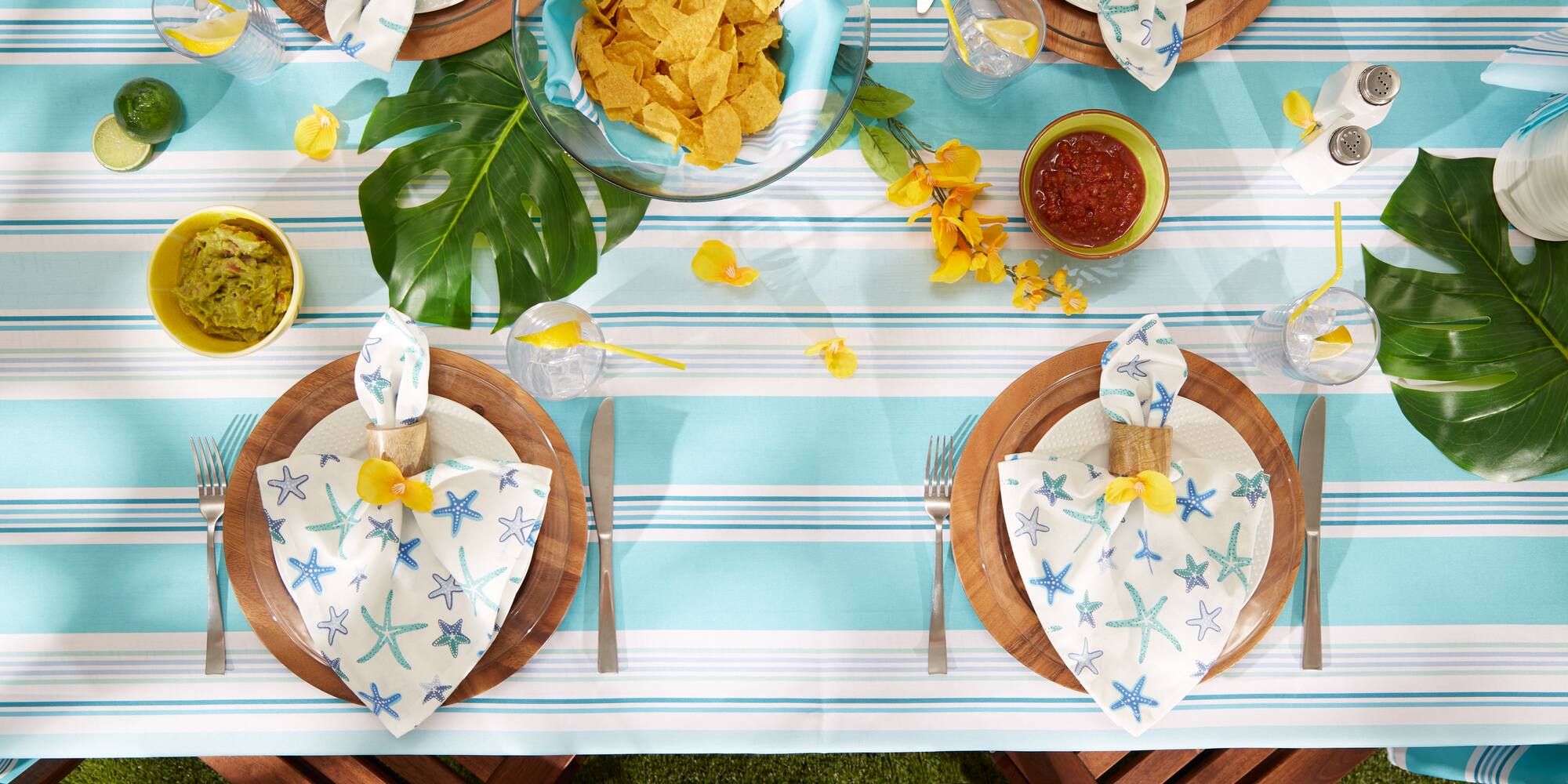 DII® Beach House Stripe Print Outdoor Tablecloth 60x84"